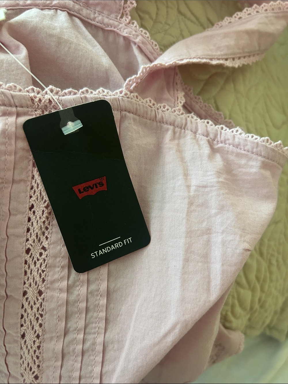 Levi's Light Pink Lace-Trim Button Tank - Picture 2 of 4
